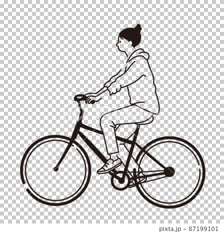 イラストベクター素材：自転車に乗る女性 87199101