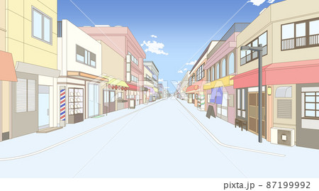 街並み、商店街_空あり版_カラフル版 87199992