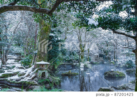 雪の岐阜公園〈岐阜県岐阜市〉 87201425