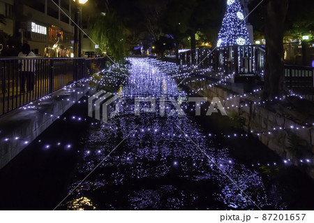 西川緑道公園　イルミネーション　西川イルミ　岡山県岡山市 87201657