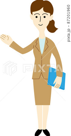 お客様を案内する女性会社員の全身イラスト 87201960