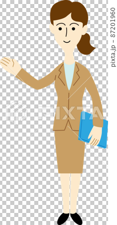 お客様を案内する女性会社員の全身イラスト 87201960