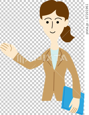 お客様を案内する女性会社員の上半身イラスト 87201961