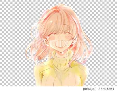 笑顔で泣いている女性のイラスト素材 [87203863] - PIXTA