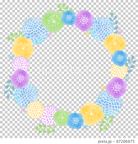 Scandinavian style flower wreath illustration with watercolor touch 87206875
