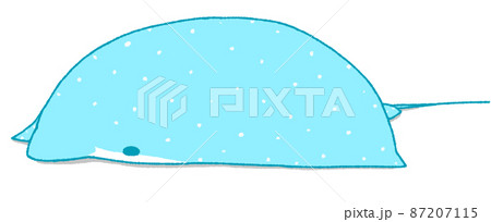 脱力している拗ねているような表情のエイ（水色） 87207115