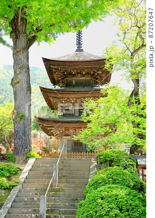 新緑の前山寺三重塔 87207647