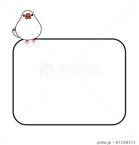 かわいい白文鳥のフレームイラスト素材 四角 かわいい白文鳥のフレームイラスト素材 四角 87208371