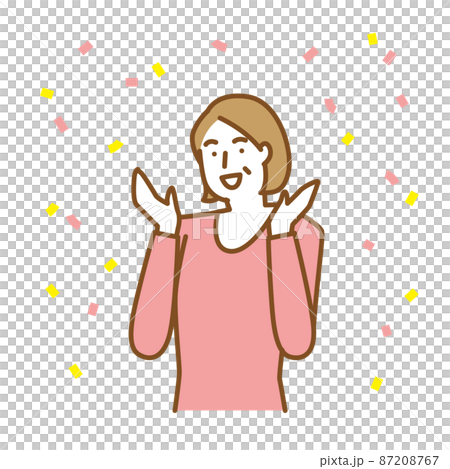 両手を広げて喜びを表現する年配の女性 87208767