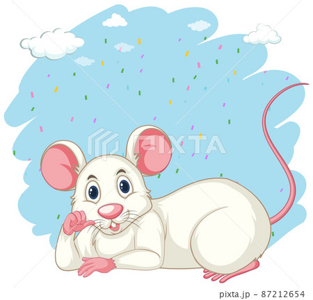 White rat on blue background White rat on blue background 87212654