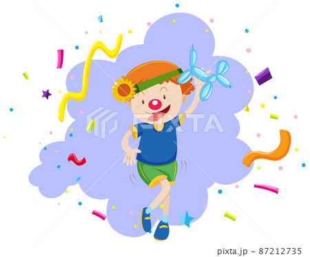 Funny boy with red nose dancing Funny boy with red nose dancing 87212735