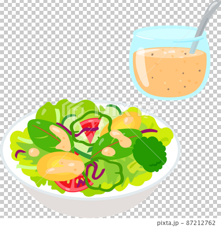 ボウルに入ったドレッシングとサラダ 87212762