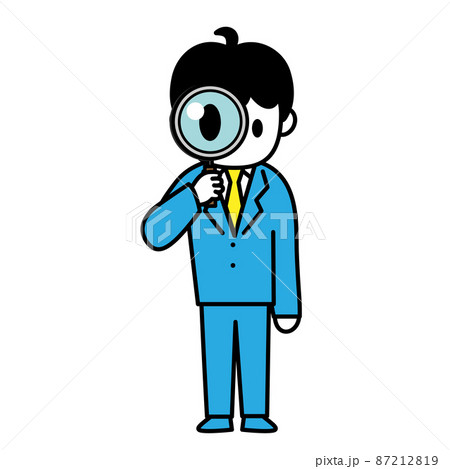 男性　会社員　虫メガネ　ルーペ　ビジネス　イラスト 87212819