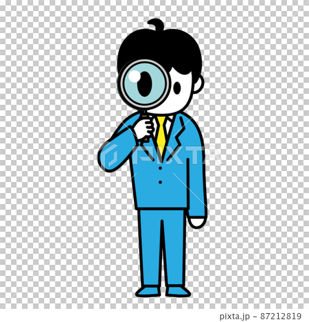 男性　会社員　虫メガネ　ルーペ　ビジネス　イラスト 87212819