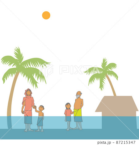 海面上昇で苦しむ島の住民たち 87215347