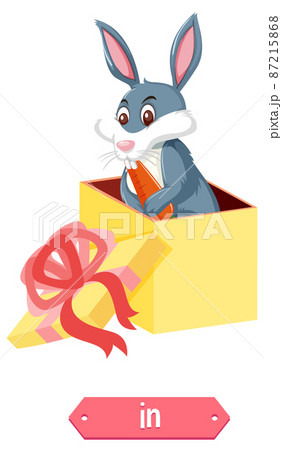 Preposition wordcard with bunny in box 87215868