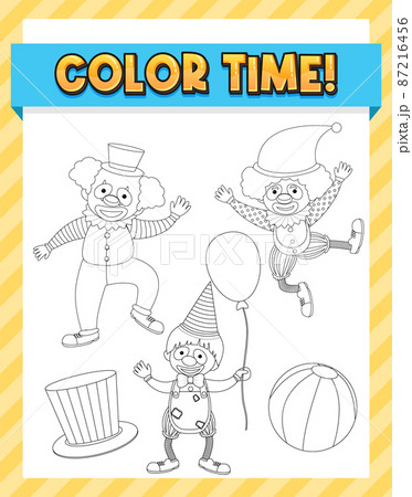 Circus doodle outline for colouring printable 87216456