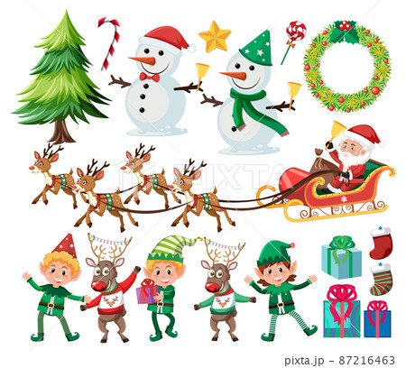 Christmas set with tree and decorations Christmas set with tree and decorations 87216463