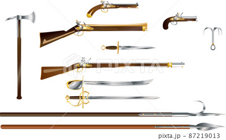 Set of pirates boarding weapon vector illustration 87219013