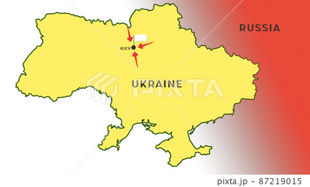 Russia's war in Ukraine. Kiev was captured. they hung out a white flag. Kiev on the map of Ukraine 87219015
