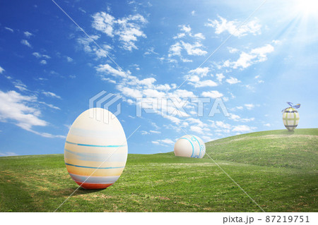 Beautiful Easter background with colorful Easter eggs 87219751