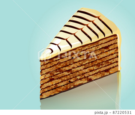 illustration of famous austrian hungarian esterhazy cake piece on blue background, Vector illustration illustration of famous austrian hungarian esterhazy cake piece on blue background, Vector illustration 87220531