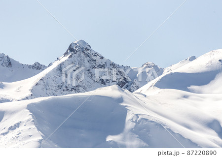 Skiing high up in the mountains in Russia Skiing high up in the mountains in Russia 87220890