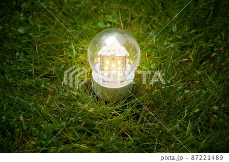 led lamp on the green grass 87221489