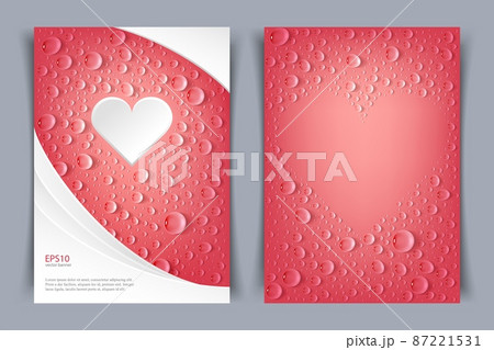 Flyer template with heart and drops on red background. Flyer template with heart and drops on red background. 87221531