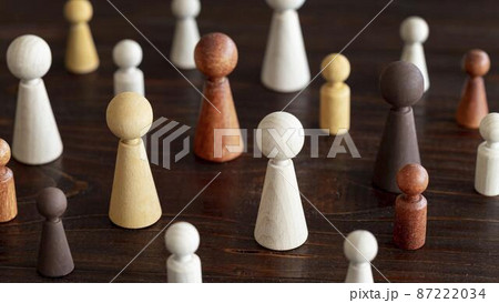 unique characters wooden background inclusion concept 87222034