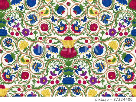 Fantasy flowers in retro, vintage, embroidery style. Fantasy flowers in retro, vintage, embroidery style. 87224400