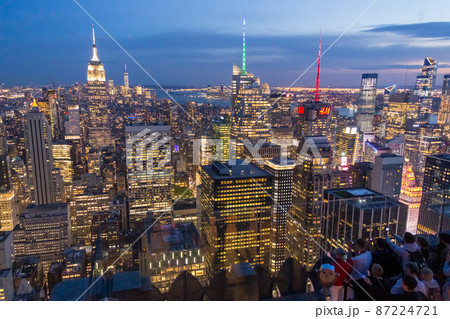 Aerial view of New York city at night, Manhattan, USA Aerial view of New York city at night, Manhattan, USA 87224721