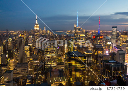 Aerial view of New York city at night, Manhattan, USA 87224729