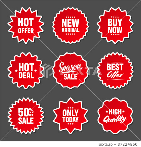 Realistic red price tags collection. Special offer or shopping