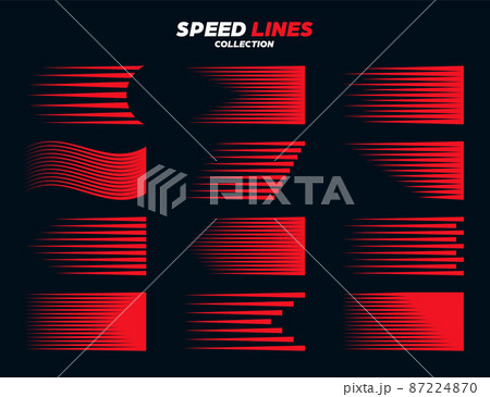 Red comic speed lines signs collection. Motion...のイラスト素材 [87224870] - PIXTA