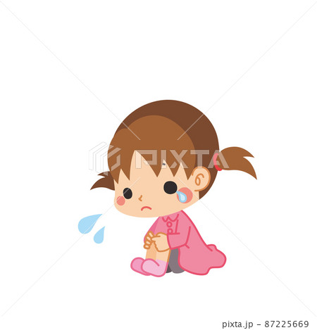 Illustration of a cute little girl sitting on... - Stock ...