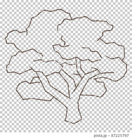 桜の木のイラスト 線画 のイラスト素材