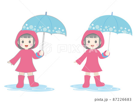 傘をさす女の子のイラストのイラスト素材