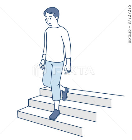 階段を降りる男性のイラスト素材