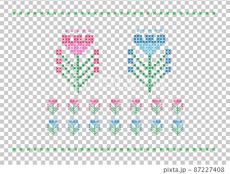 Embroidery illustration flower set Embroidery illustration flower set 87227408