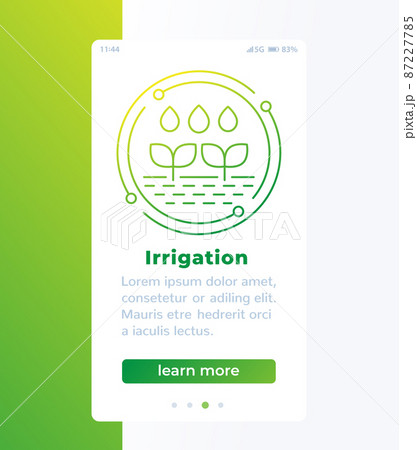 irrigation, watering crops banner with line icon irrigation, watering crops banner with line icon 87227785