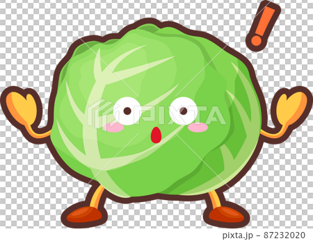 一個驚訝的可愛捲心菜角色的插圖 一個驚訝的可愛捲心菜角色的插圖 87232020