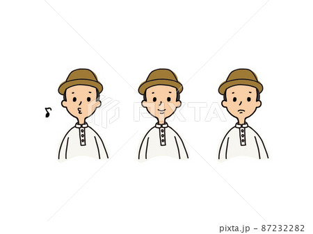様々な表情のハットを被った男の子 様々な表情のハットを被った男の子 87232282