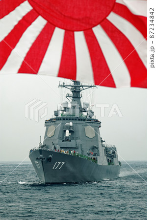 海上自衛隊 観艦式 護衛艦隊 旭日旗 イージス艦 海上自衛隊 観艦式 護衛艦隊 旭日旗 イージス艦 87234842