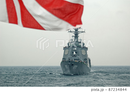 海上自衛隊　観艦式　護衛艦隊　旭日旗　イージス艦 87234844