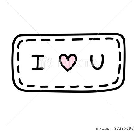 Patch for clothes with embroidery I love you. Vector hand-drawn