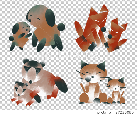 動物親子 セットバリエーション グラデーションイラスト 動物親子 セットバリエーション グラデーションイラスト 87236899