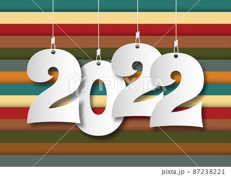 2022 happy new year. numbers paper style. - Stock