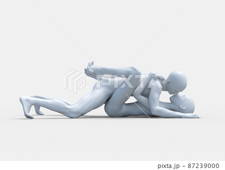 性行為シルエット　ソフトイメージ　男女　perming23DCG イラスト素材 87239000