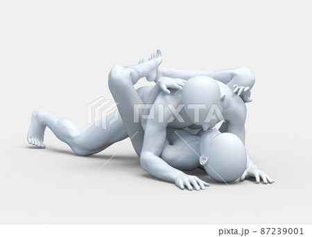 性行為シルエット　ソフトイメージ　男女　perming23DCG イラスト素材 87239001